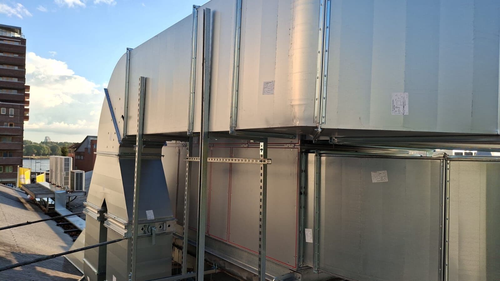 Duct work with the city skyline